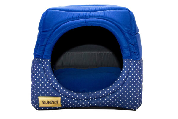 Cama Iglu e Toca Para Cachorro Luppet Luxo Azul Poa Tamanho:M (LP1216-02M)