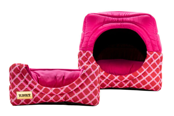Cama Iglu e Toca Para Cachorro Luppet Luxo Rosa Geométrico Tamanho:M (LP1012121